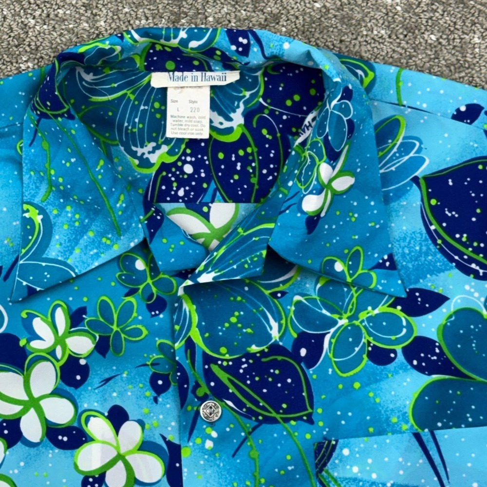 Vintage 70s GVH HawaiiPrint Hawaiian Aloha Shirt Made Hawaii Mens L Tropical - Picture 1 of 8